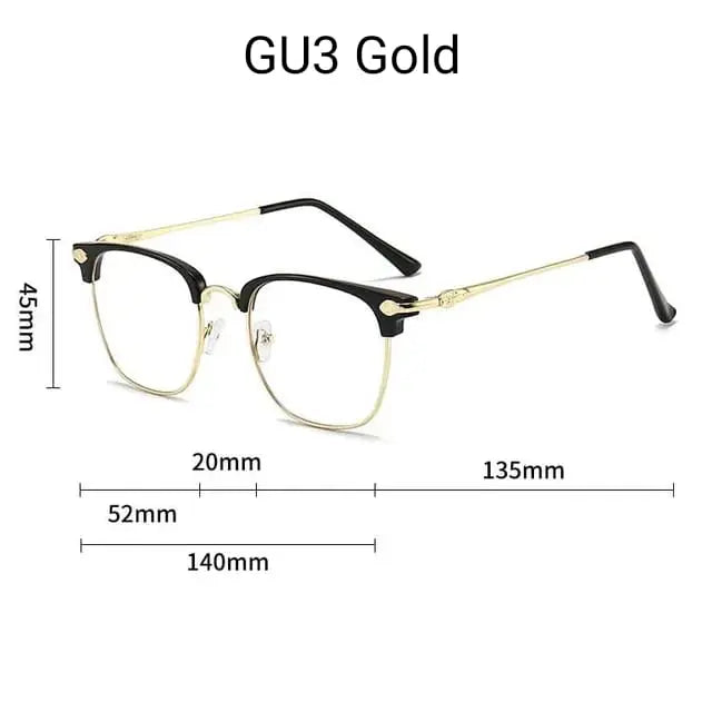 Vintage Browline Glasses UAE | Anti-Blue Light Semi-Rimless Frame – Gold & Silver | Free COD Delivery