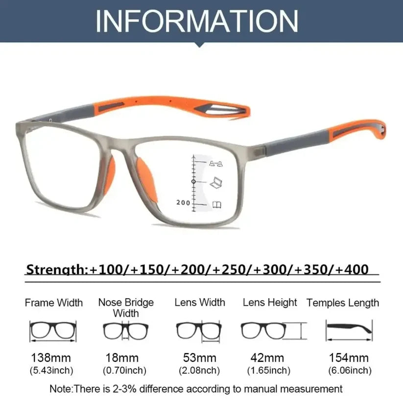 Photochromic Progressive Multifocal Reading Glasses – Transition Sun Lens Anti-Blue Light | Men's UAE