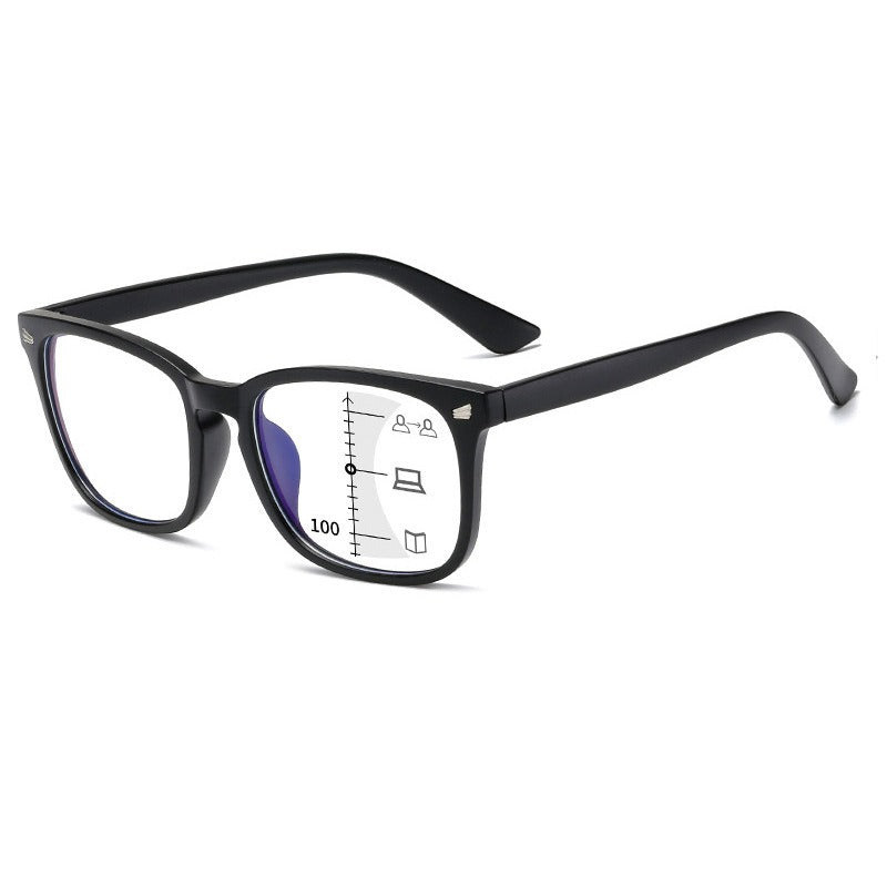 Progressive R6 Multifocal Blue Light Glasses – Square Matte Black Frame, Unisex | Kabayan Merkado