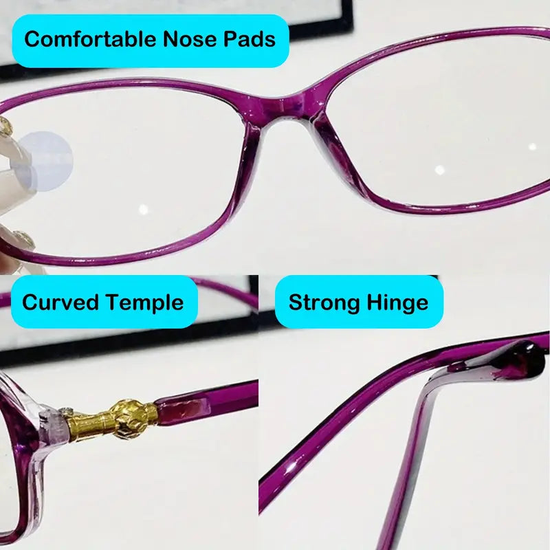 Anti Blue Light Reading Glasses – Unisex Oval Frame Eyeglasses with Gold Accent | UAE Fast Delivery