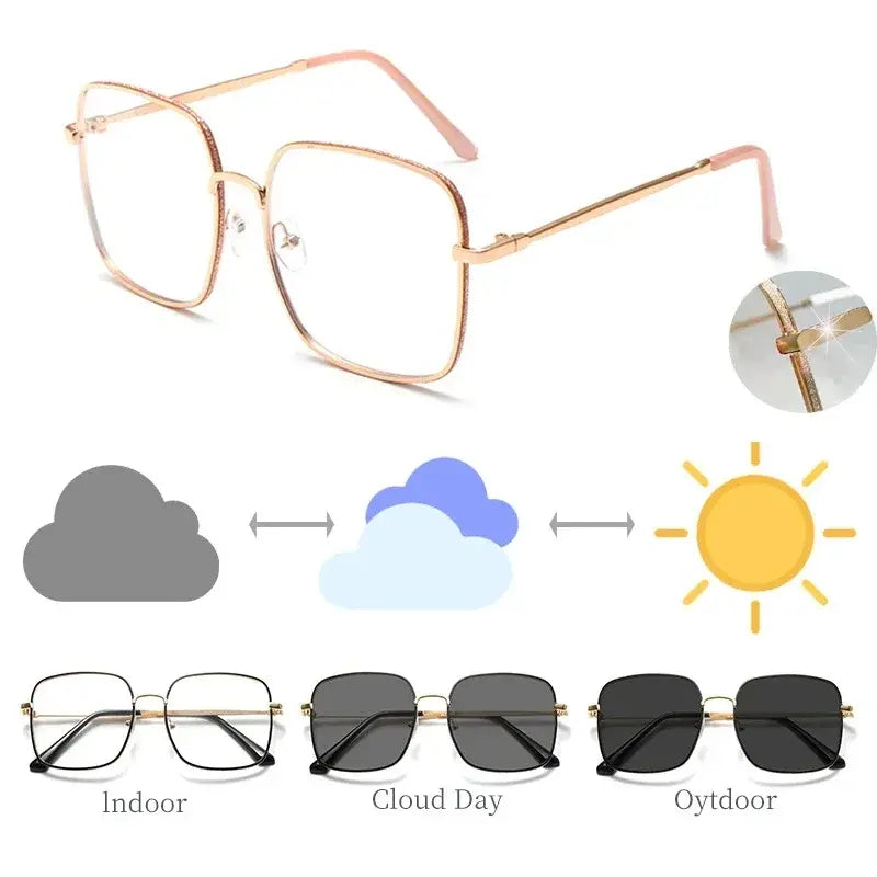 Rose Gold Photochromic Glasses for Women.