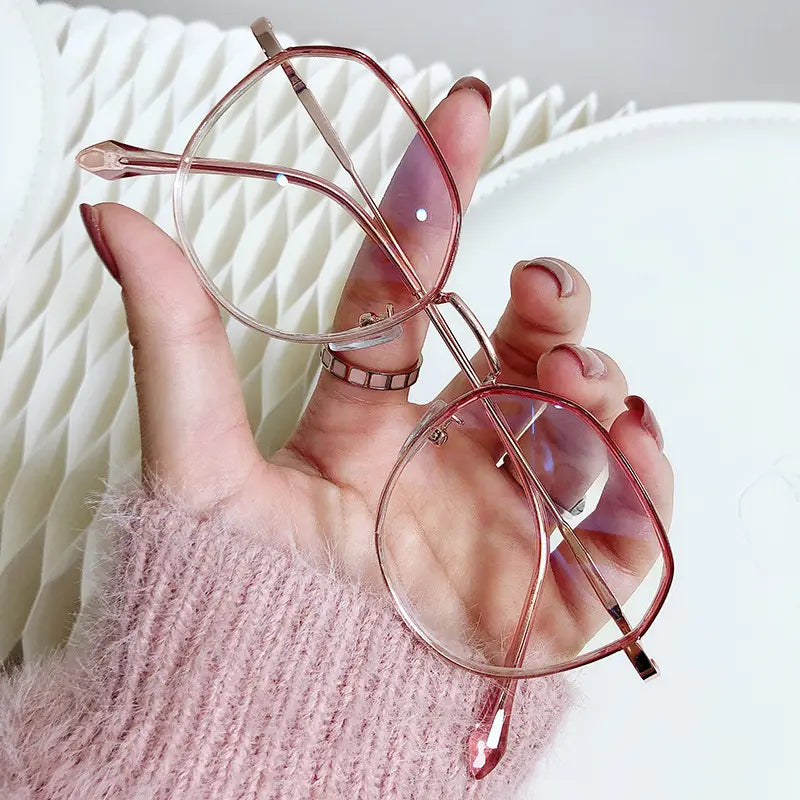 Anti-Radiation Geometric Metal Frame Glasses – Blue Light Blocking Eyeglasses for Women | Kabayan Merkado UAE