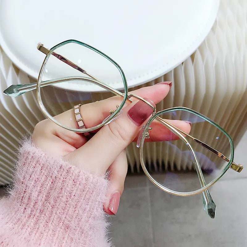 Anti-Radiation Geometric Metal Frame Glasses – Blue Light Blocking Eyeglasses for Women | Kabayan Merkado UAE
