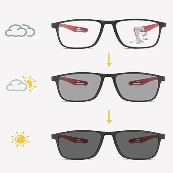 Photochromic Progressive Multifocal Reading Glasses – Transition Sun Lens Anti-Blue Light | Men's UAE