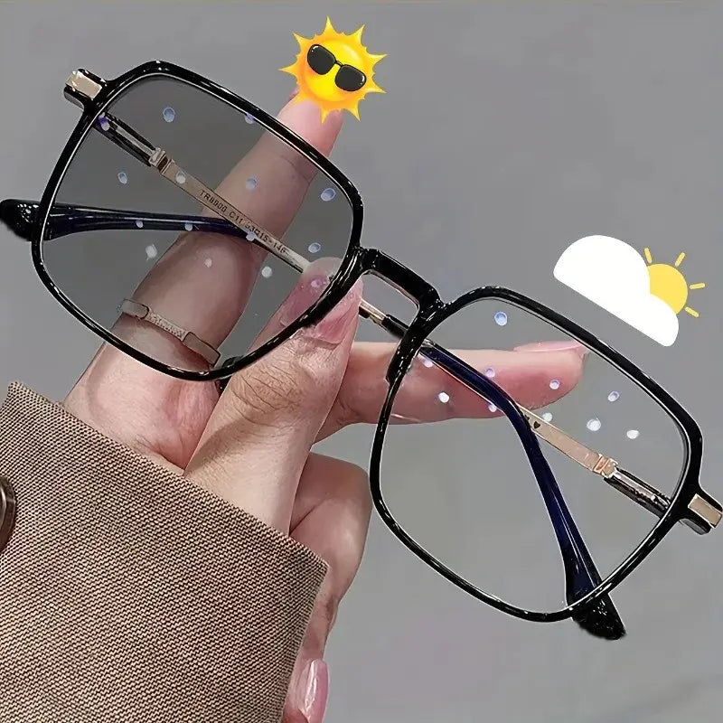 Photochromic Anti-Blue Light Glasses – UV Protection Square Frame Sunglasses for Men & Women | Transition Lens Eyewear UAE