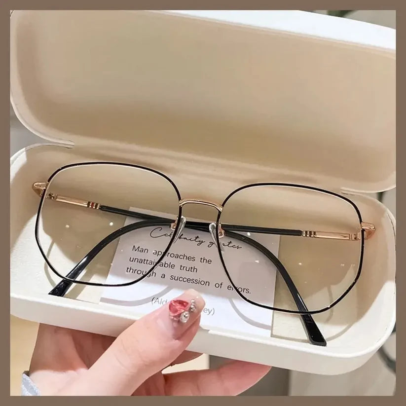 Oversized Anti-Radiation Geometric Glasses – Blue Light Blocking Metal Frame Eyeglasses | Kabayan Merkado UAE