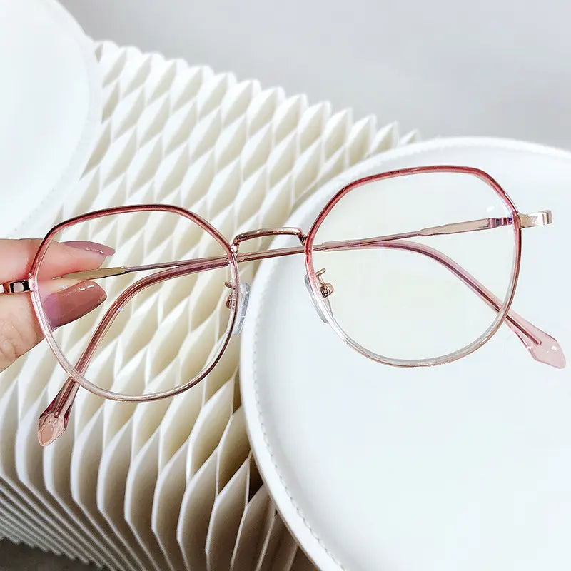 Anti-Radiation Geometric Metal Frame Glasses – Blue Light Blocking Eyeglasses for Women | Kabayan Merkado UAE
