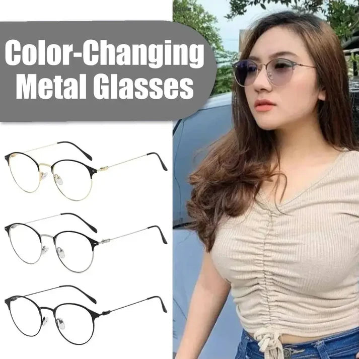 Round Photochromic Glasses UAE | Anti-Blue Light Metal Frame