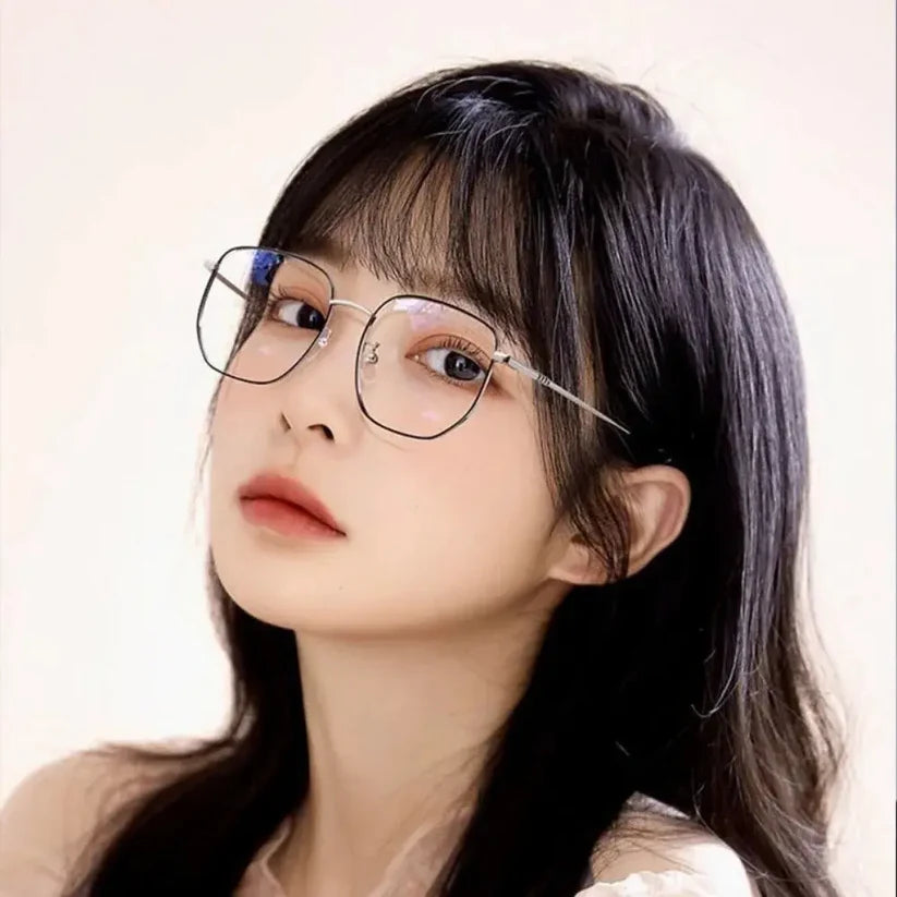 Oversized Anti-Radiation Geometric Glasses – Blue Light Blocking Metal Frame Eyeglasses | Kabayan Merkado UAE