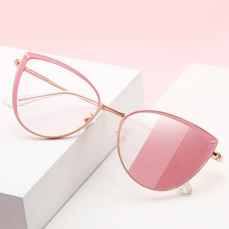 Cat Eye Photochromic Sunglasses UAE | Metal Frame Transition Lens – Rose Gold & Gold