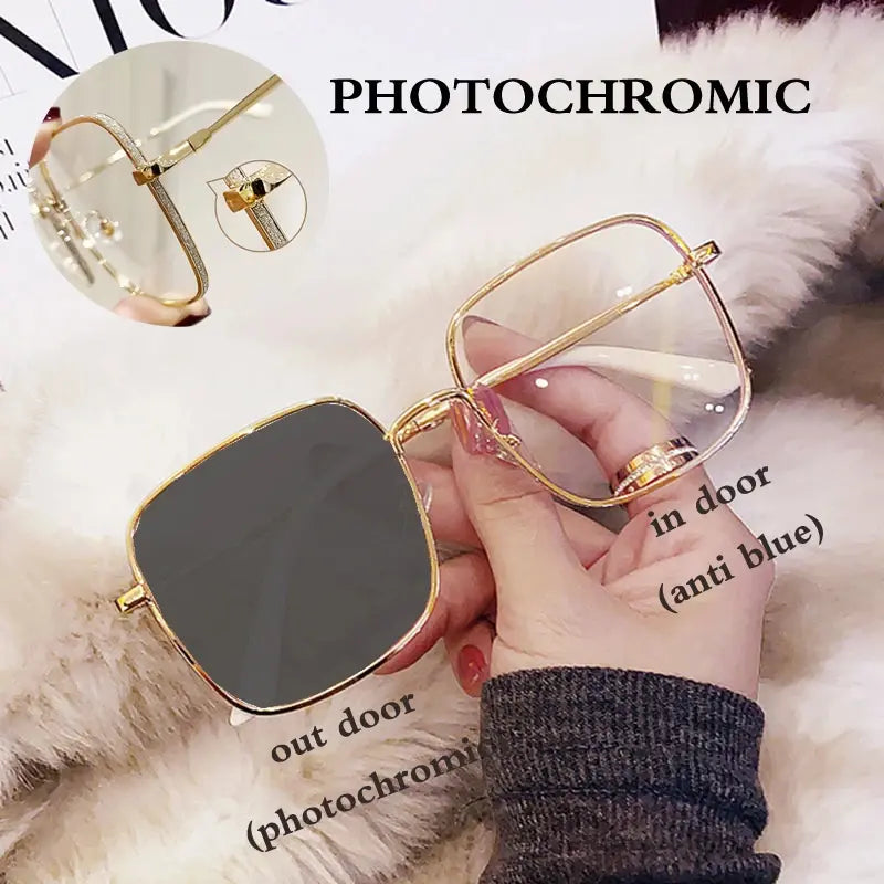 Rose Gold Photochromic Glasses for Women.