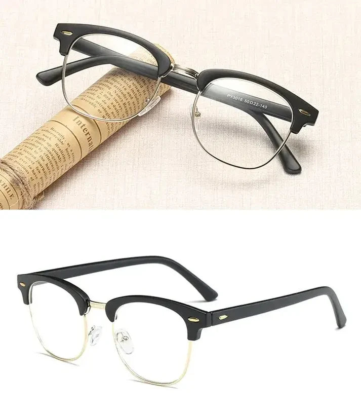 Classic Clubmaster Photochromic Glasses UAE 🇦🇪 | Black & Gold Half-Frame Transition Lens | Cash on Delivery Dubai Abu Dhabi 🚚