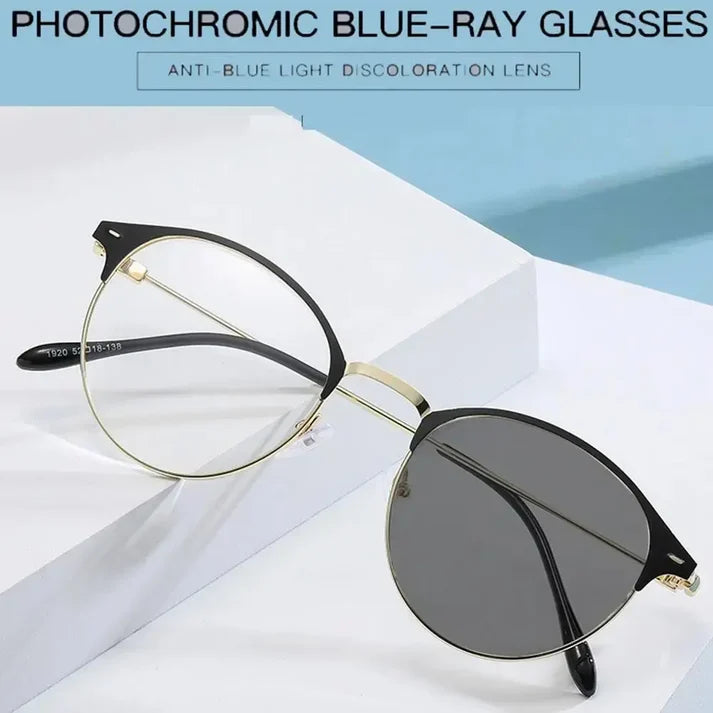 Round Photochromic Glasses UAE | Anti-Blue Light Metal Frame