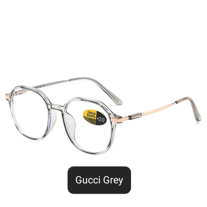 Round Geometric Reading Glasses – PC + Metal Frame, Unisex