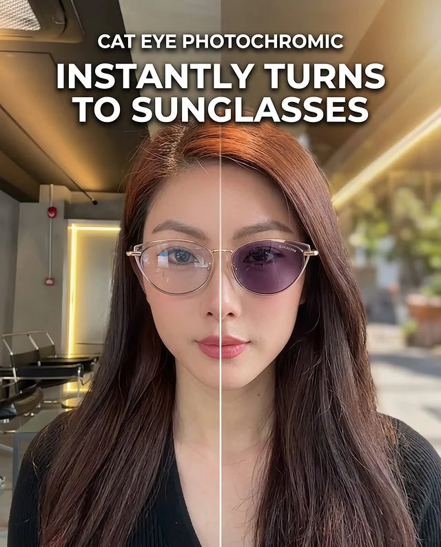 Rose Gold Cat Eye Photochromic Glasses UAE 🇦🇪 | Anti Blue Light Transition Lens | Instantly Turns to Sunglasses | Cash on Delivery Dubai Abu Dhabi 🚚