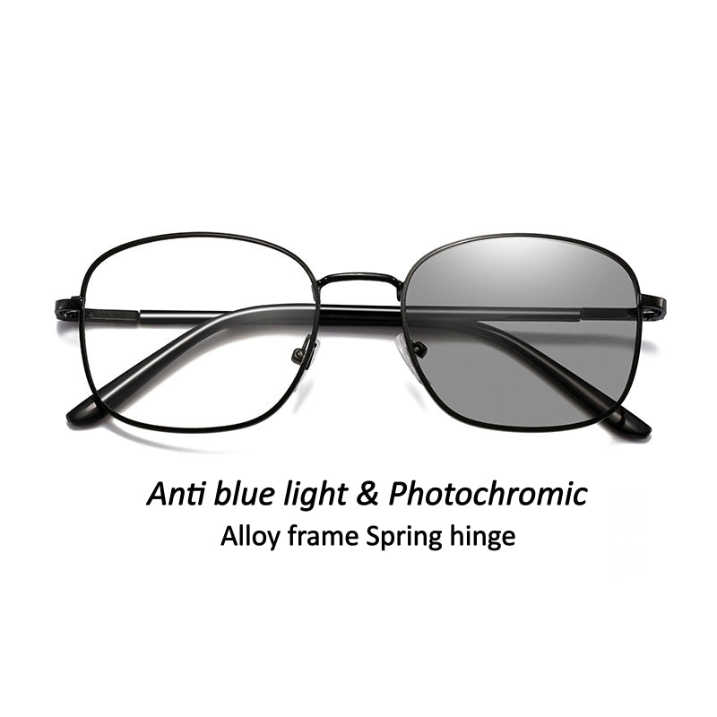 Square Photochromic Glasses UAE 🇦🇪 | Anti Blue Light Transition Lens | Alloy Frame Spring Hinge