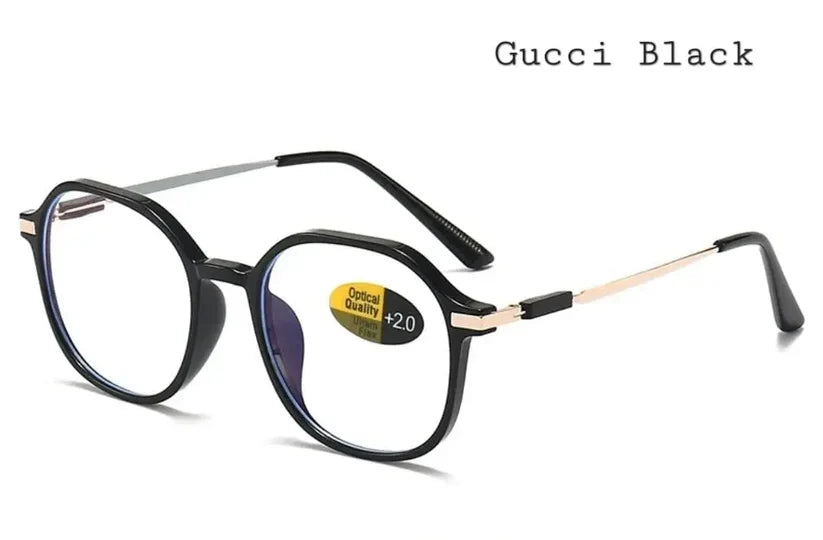 Round Geometric Reading Glasses | PC Metal Frame Unisex Eyewear