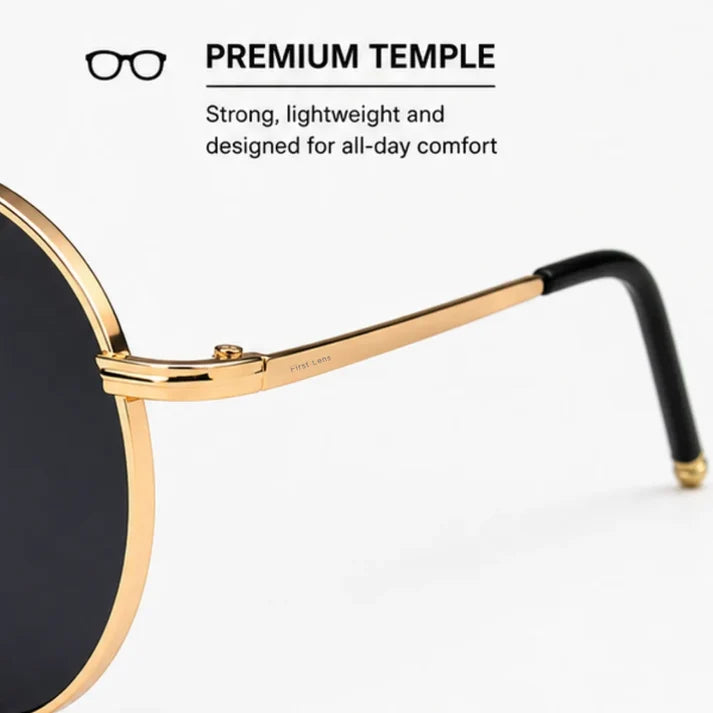 Retro Round Polarized Sunglasses | Gold Frame UV400 Eyewear