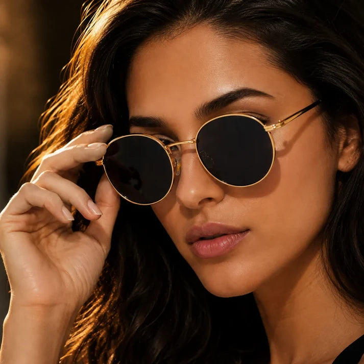 Retro Round Polarized Sunglasses | Gold Frame UV400 Eyewear