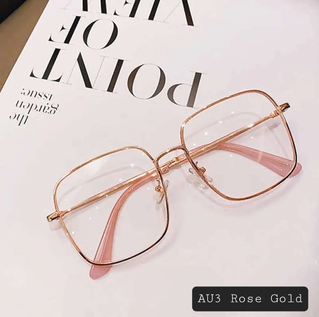 Photochromic Square Glasses Rose Gold – UV400 Sun-Reactive Eyewear |