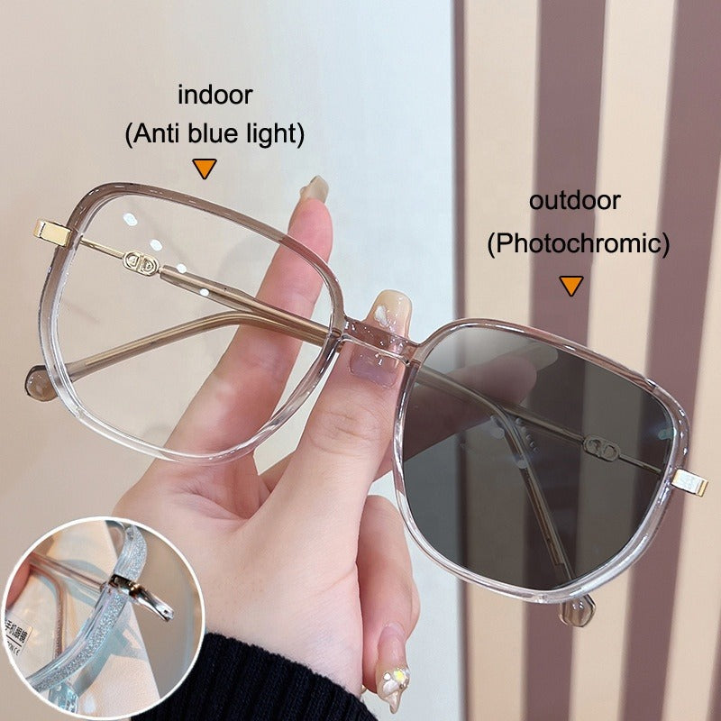 Oversized Square Photochromic Glasses | Anti-Blue Light & UV
