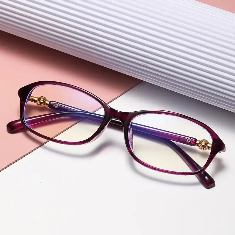 Anti Blue Light Reading Glasses – Unisex Oval Frame Eyeglasses with Gold Accent | UAE Fast Delivery