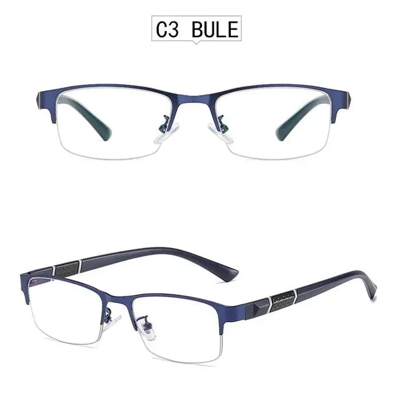 Half-Rim Metal Reading Glasses | Business Executive Optical Frame